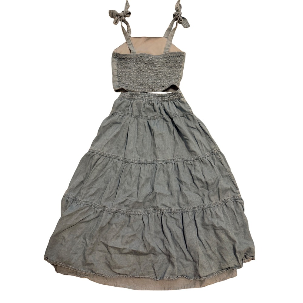 Xtraordinary 2 Piece Skirt Set Kids Small Blue NWOT Cami Tiered Maxi Chambray - Picture 2 of 7